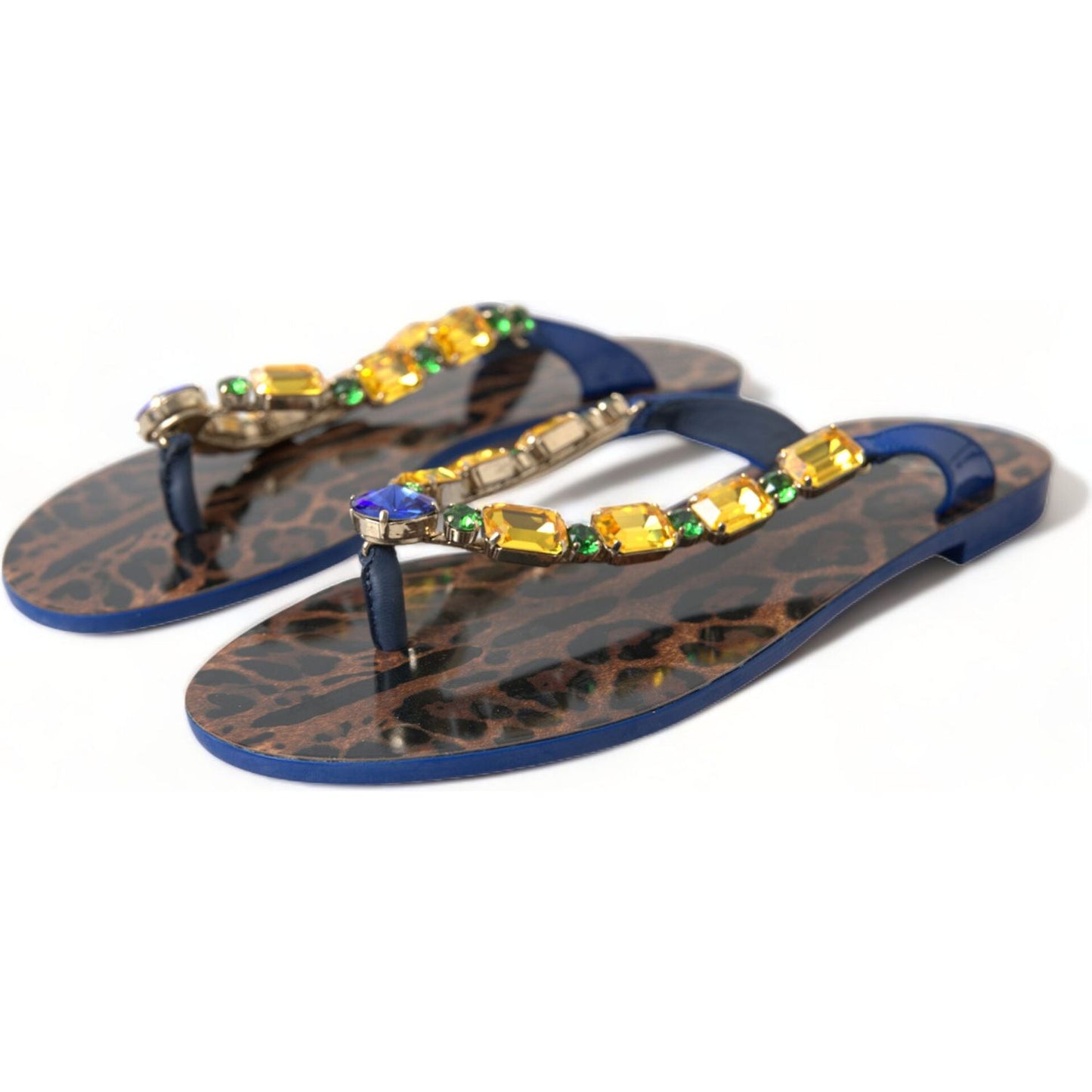 Dolce & Gabbana Elegant Blue Leather Flat Sandals Dolce & Gabbana