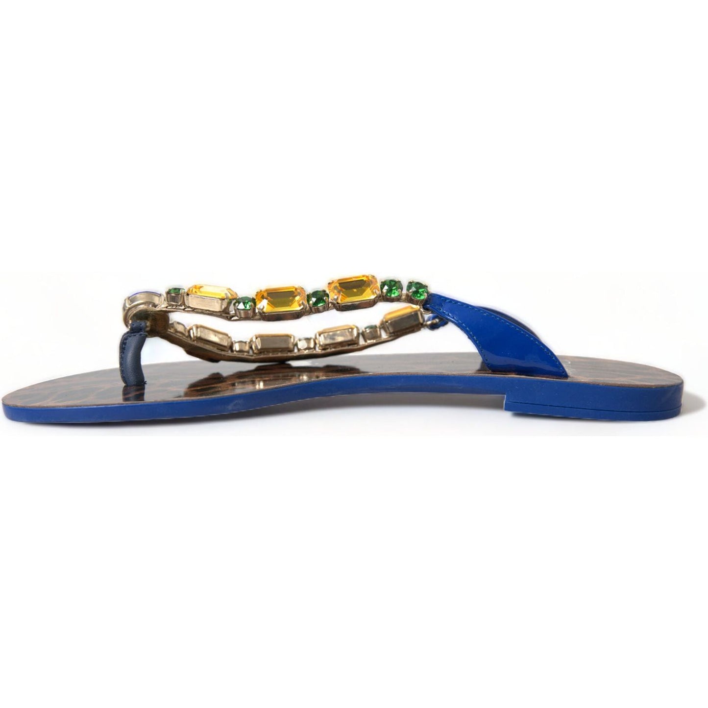 Dolce & Gabbana Elegant Blue Leather Flat Sandals Dolce & Gabbana