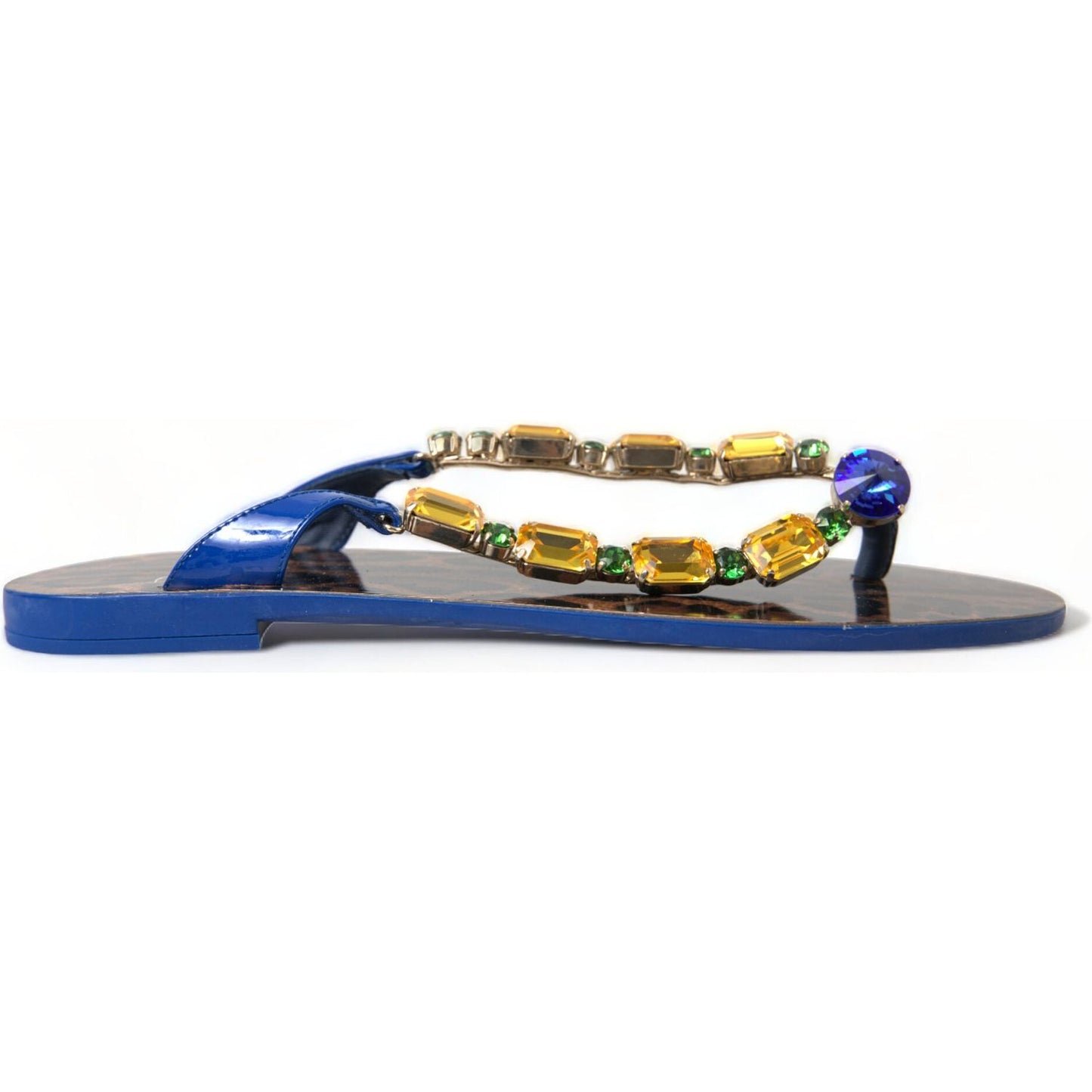 Dolce & Gabbana Elegant Blue Leather Flat Sandals Dolce & Gabbana