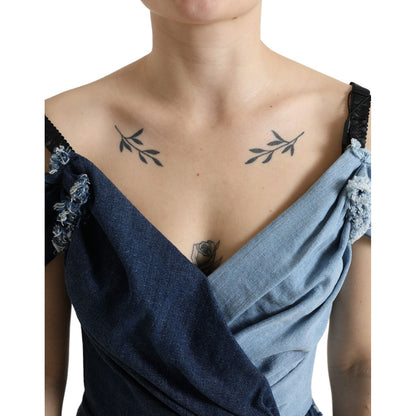 Dolce & Gabbana Blue Patchwork Two Tone Denim Mini Dress