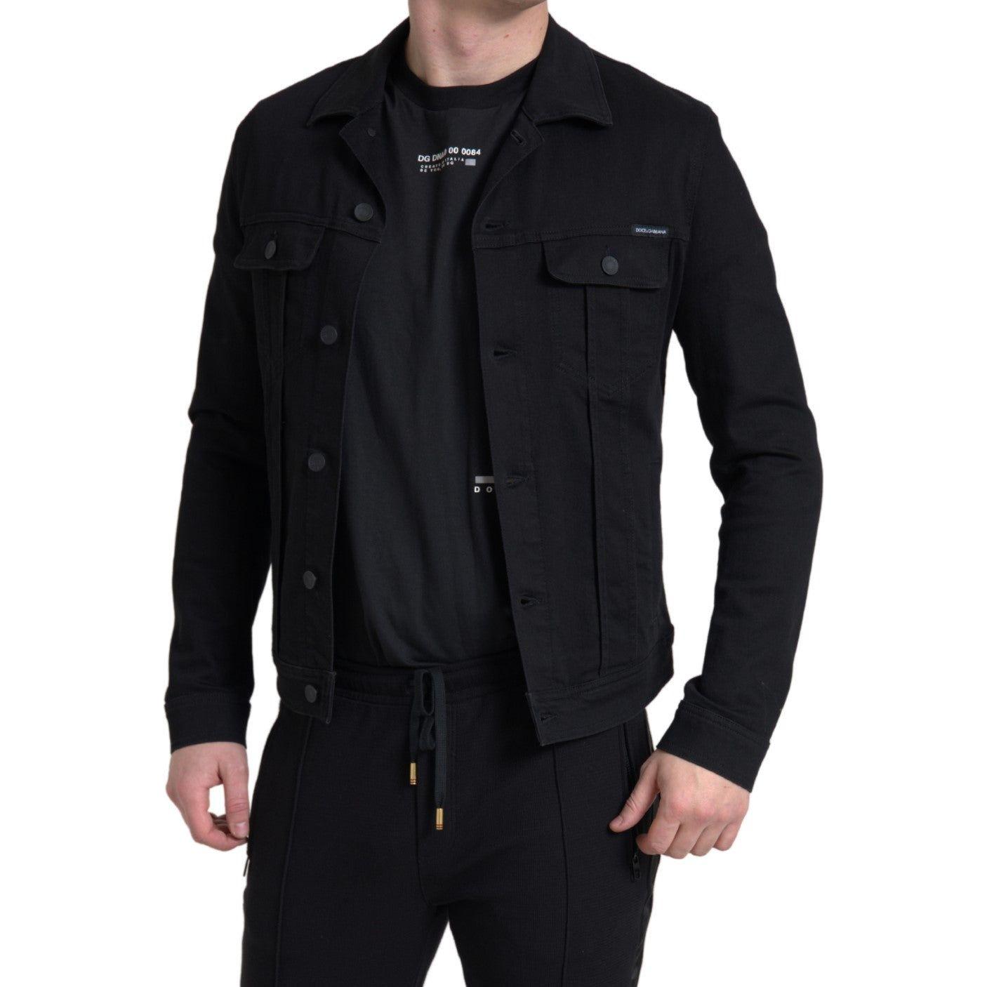 Dolce & Gabbana Elegant Black Denim Logo Jacket Dolce & Gabbana