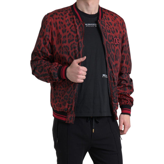 Dolce & Gabbana Red Leopard Print Bomber Jacket Dolce & Gabbana