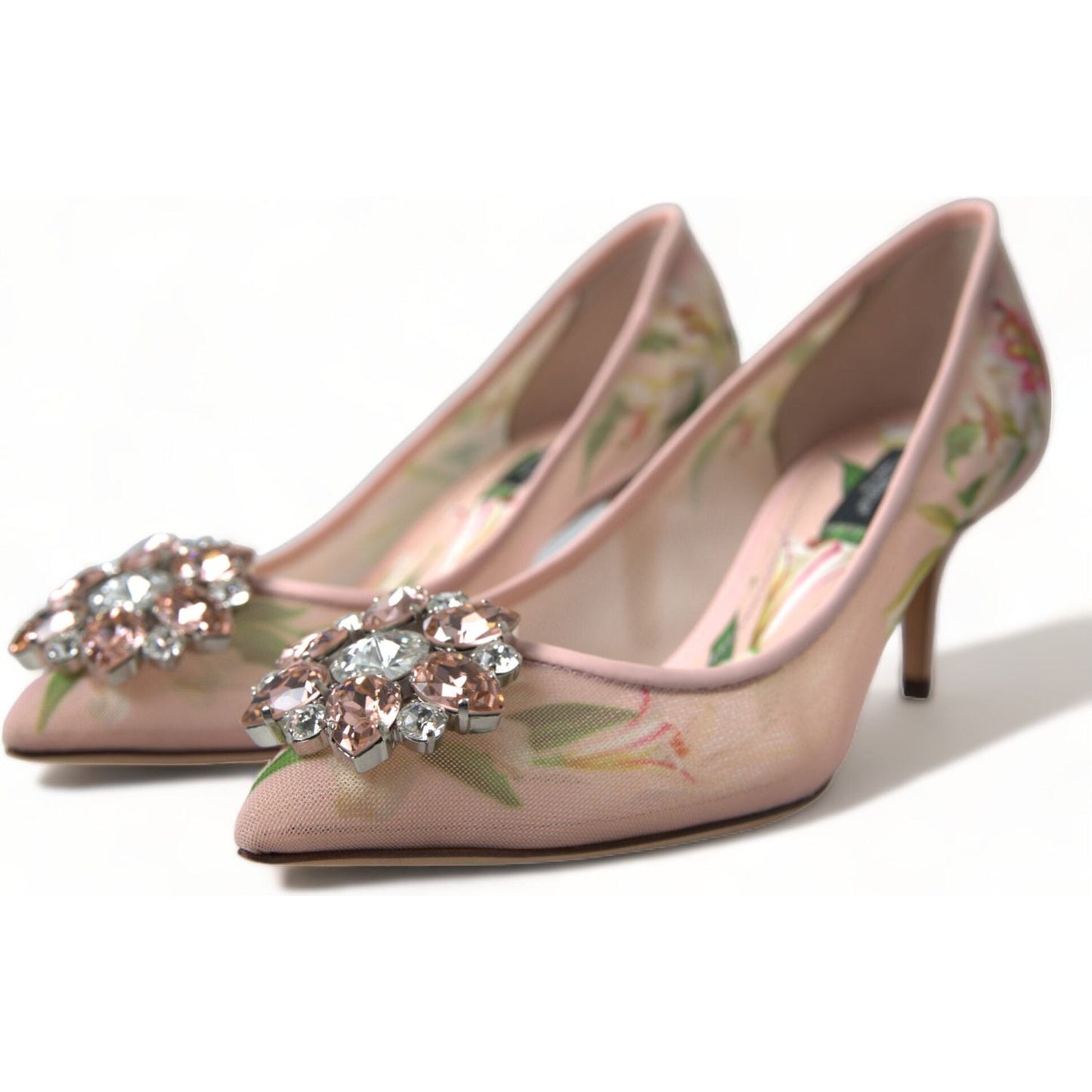 Dolce & Gabbana Elegant Pink Floral Crystal Pumps Dolce & Gabbana