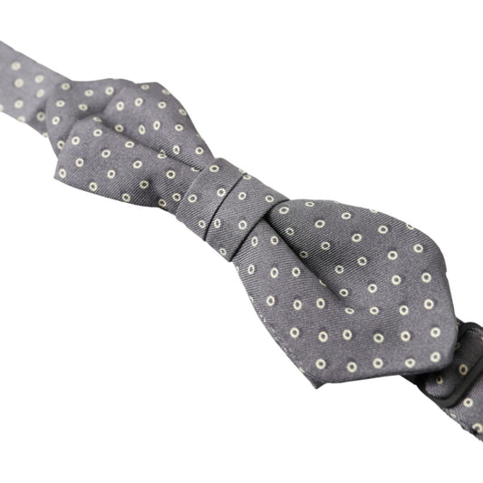 Dolce & Gabbana Elegant Silk Gray Polka Dot Bow Tie Dolce & Gabbana