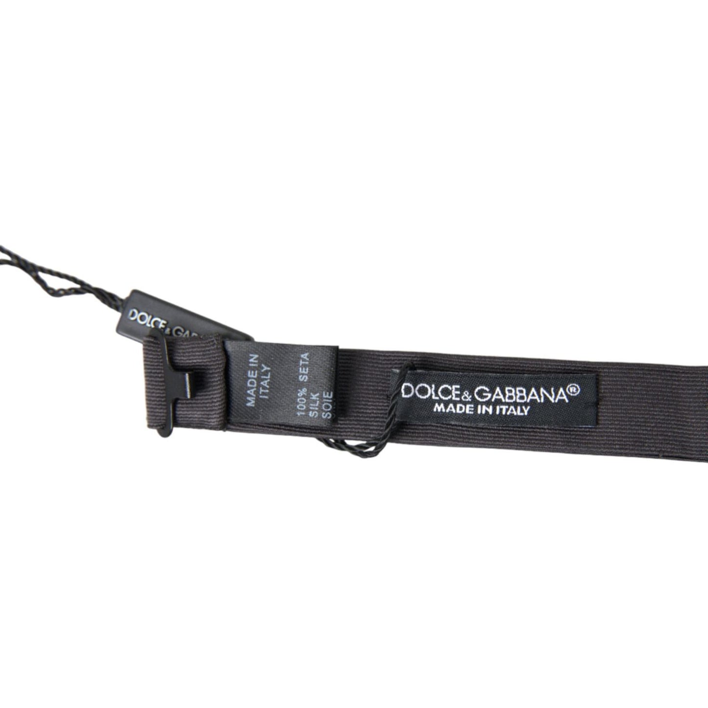 Dolce & Gabbana Dark Gray Silk Adjustable Neck Men Papillon Bow Tie