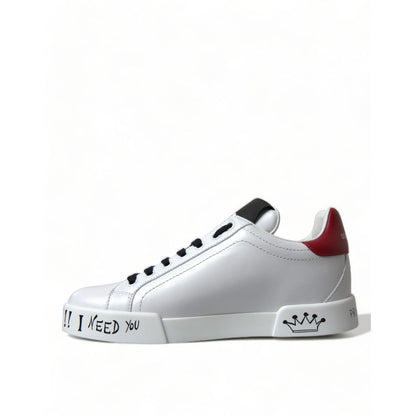 Dolce & Gabbana White Love Patch Portofino Classic Sneakers Shoes