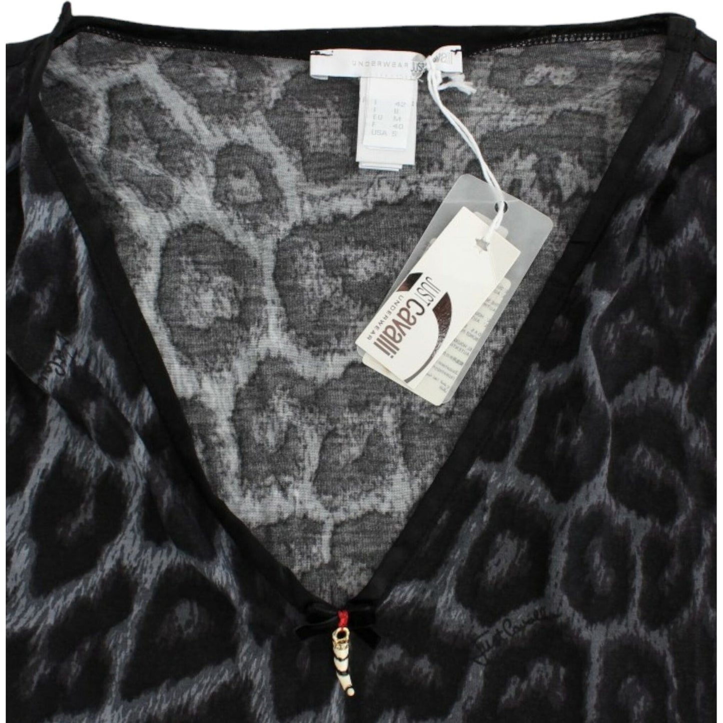 Cavalli Sultry Leopard V-Neck Modal Top Cavalli