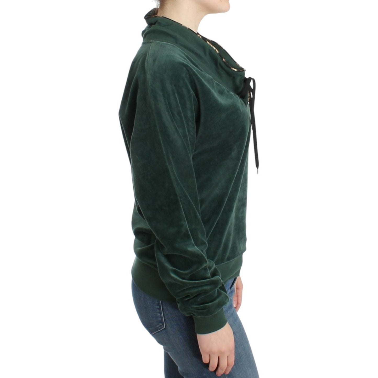 Cavalli Elegant Green Mock Sweater with Rhinestone Detail Cavalli