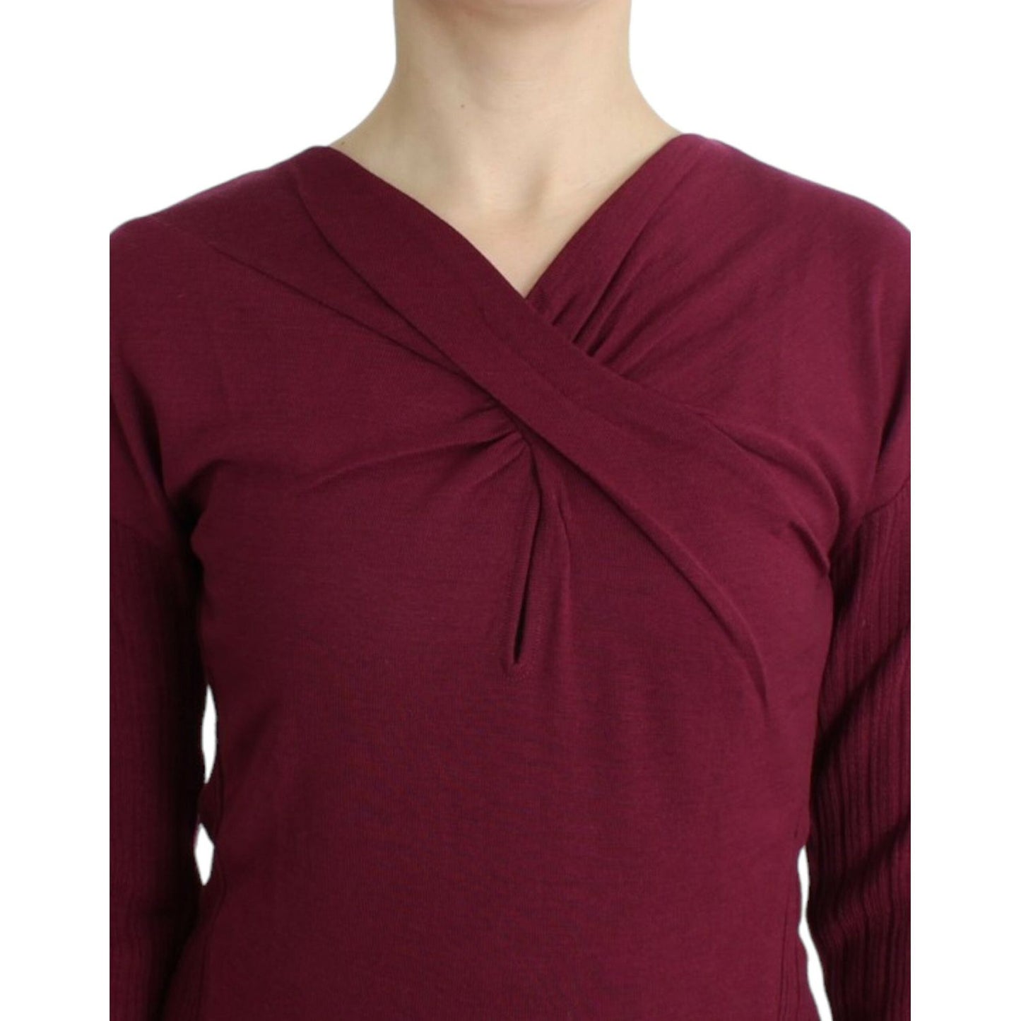 Cavalli Elegant Purple Keyhole Wool Sweater Cavalli