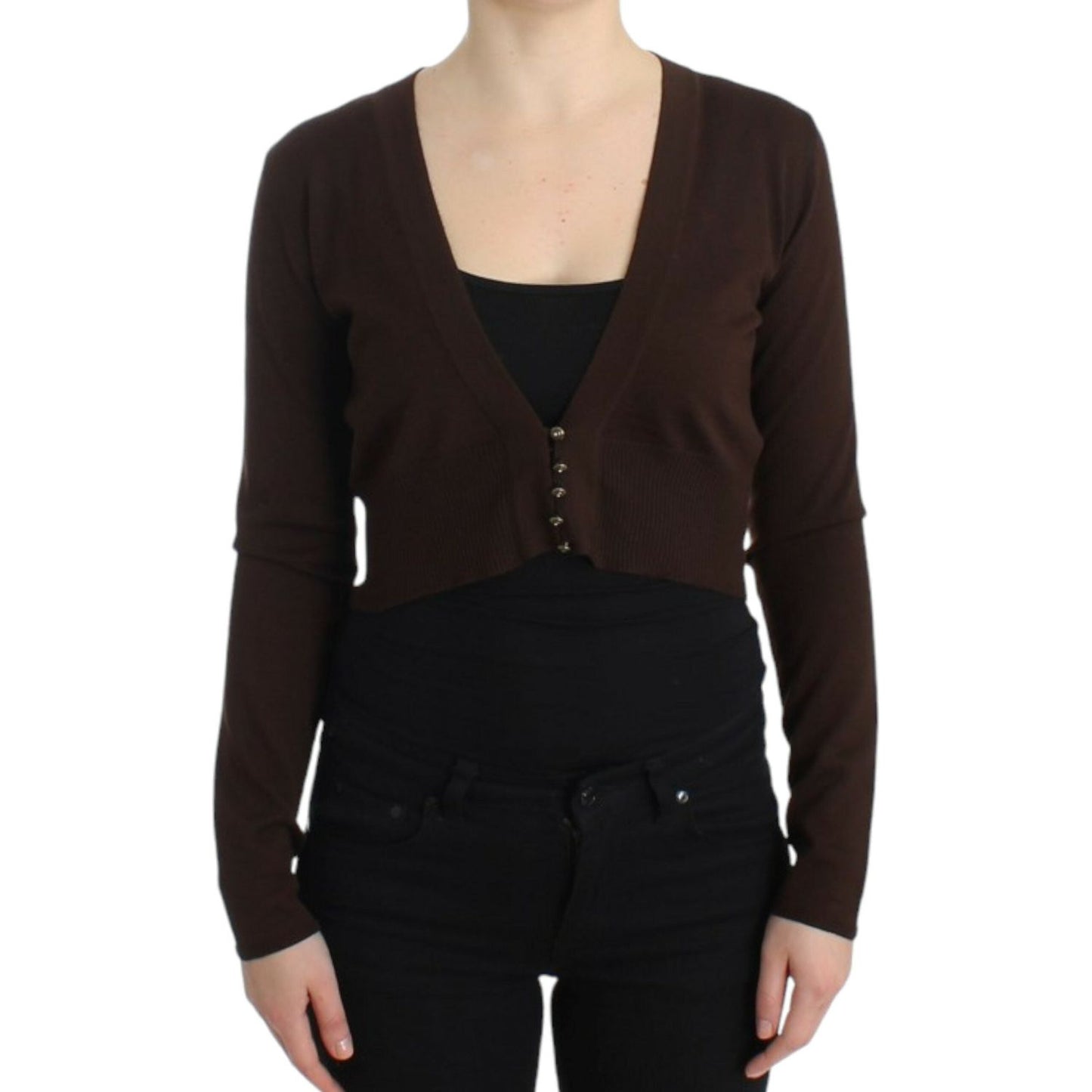 Cavalli Brown cropped wool cardigan