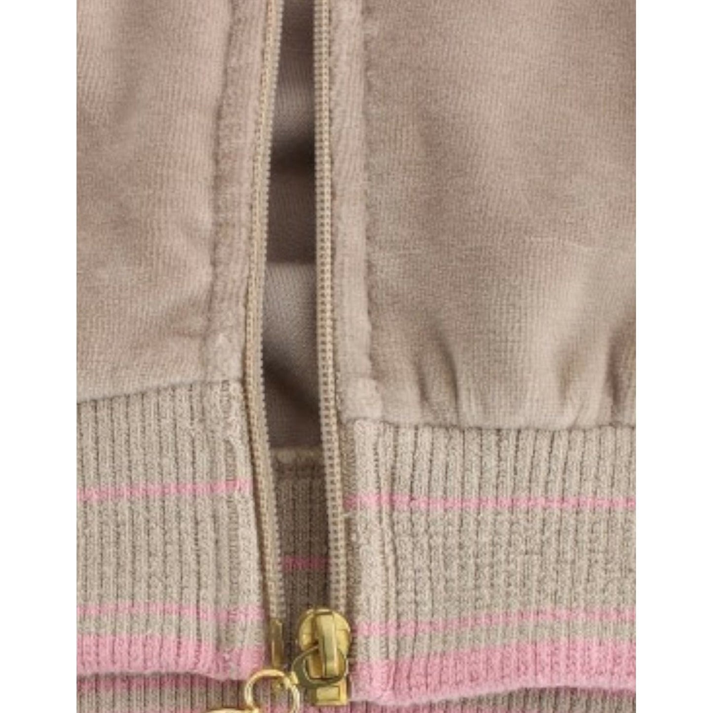 Cavalli Beige velvet zipup sweater
