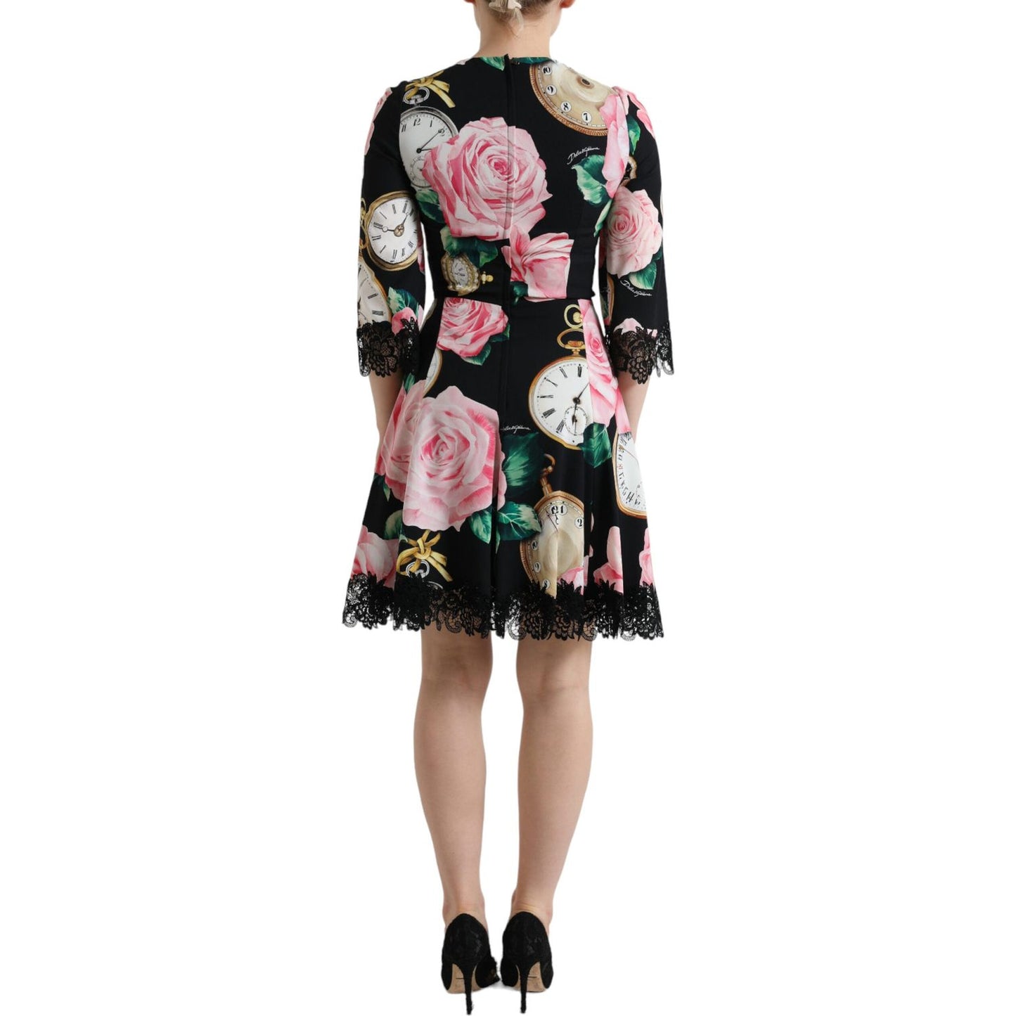 Dolce & Gabbana Enchanting Floral A-Line Dress with Sequined Detail Dolce & Gabbana