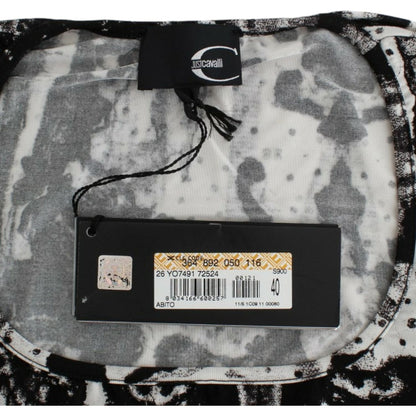 Cavalli Black Printed Sheath Dress