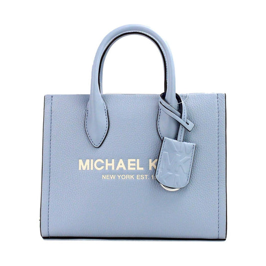 Michael Kors Mirella Small Pale Blue Leather Top Zip Shopper Tote Crossbody Bag Michael Kors