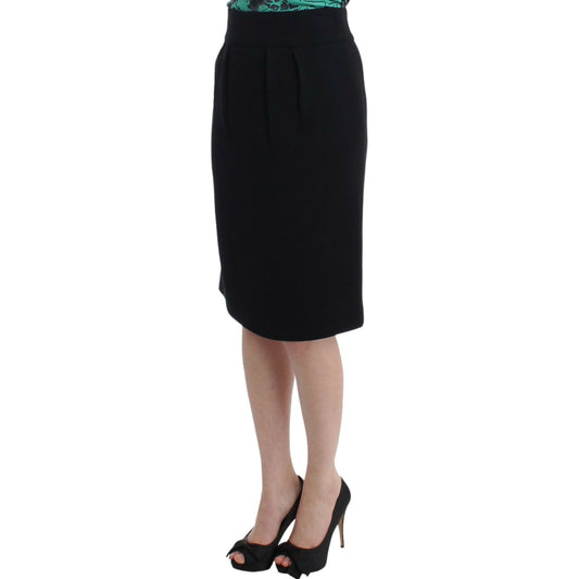 Cavalli Elegant Black Wool Pencil Skirt Cavalli