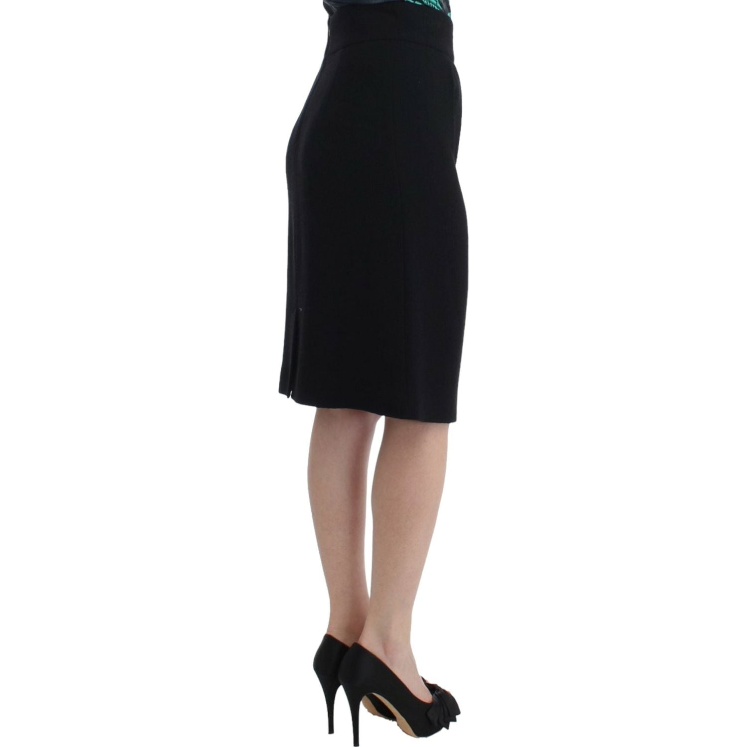 Cavalli Black wool pencil skirt