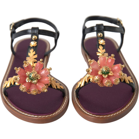 Dolce & Gabbana Elegant Crystal-Adorned Flat Sandals Dolce & Gabbana