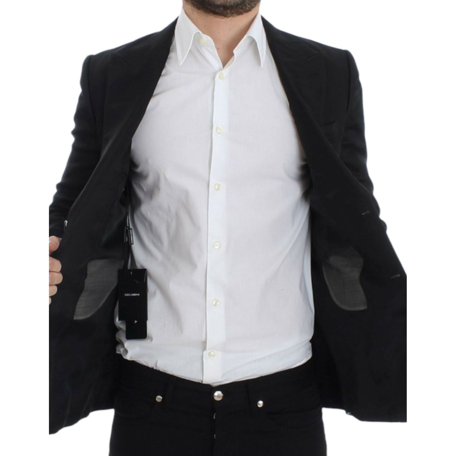 Dolce & Gabbana Black silk slim fit blazer