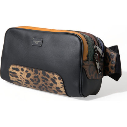 Dolce & Gabbana Black Exotic Leather Logo Belt Waist Fanny Pack Bag
