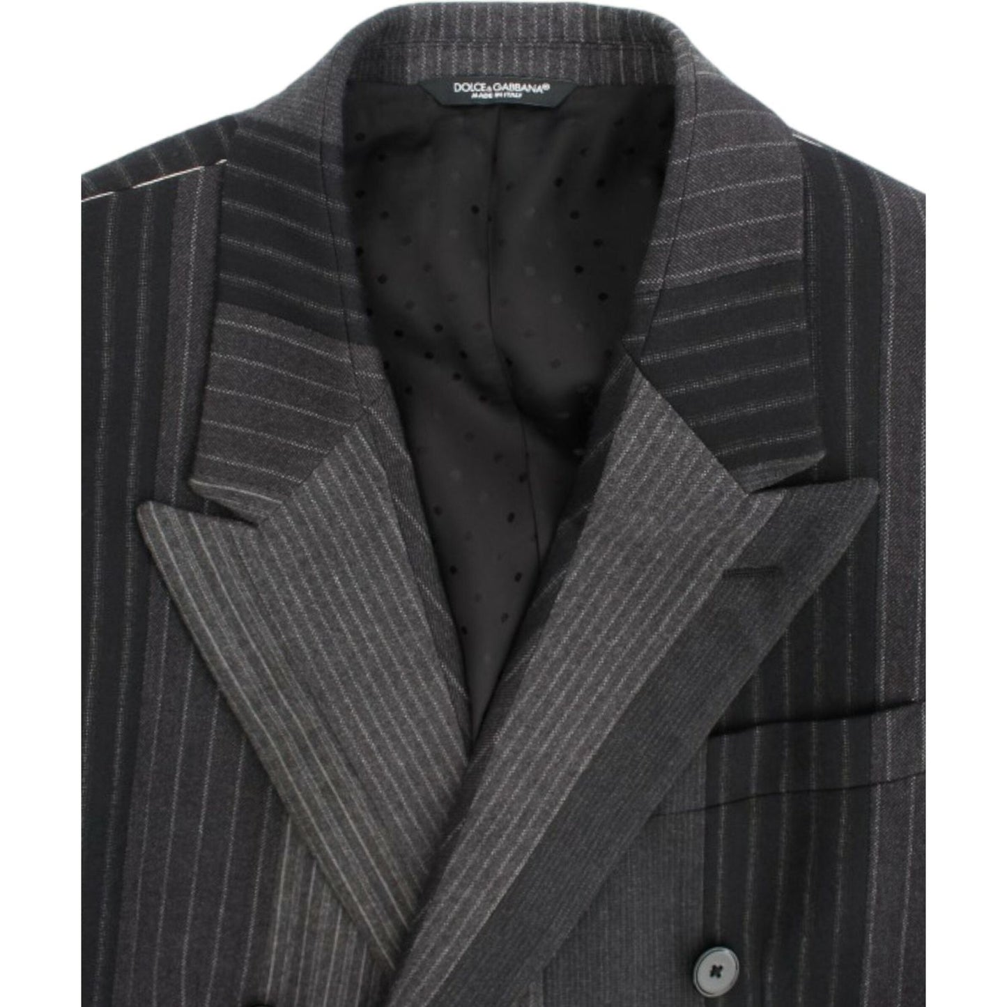 Dolce & Gabbana Elegant Gray Striped Wool Slim Blazer Dolce & Gabbana