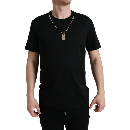 Dolce & Gabbana Sleek Cotton Round Neck T-Shirt with Chain Detail Dolce & Gabbana