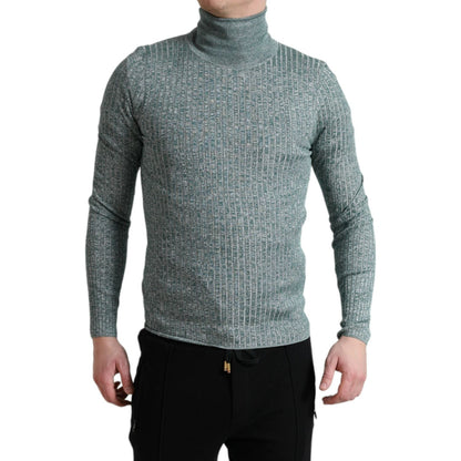 Dolce & Gabbana Green Polyester Turtleneck Pullover Sweater
