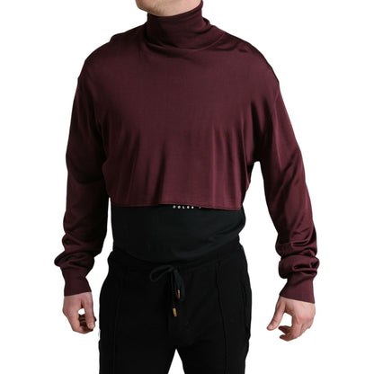Dolce & Gabbana Maroon Viscose Turtleneck Pullover Sweater