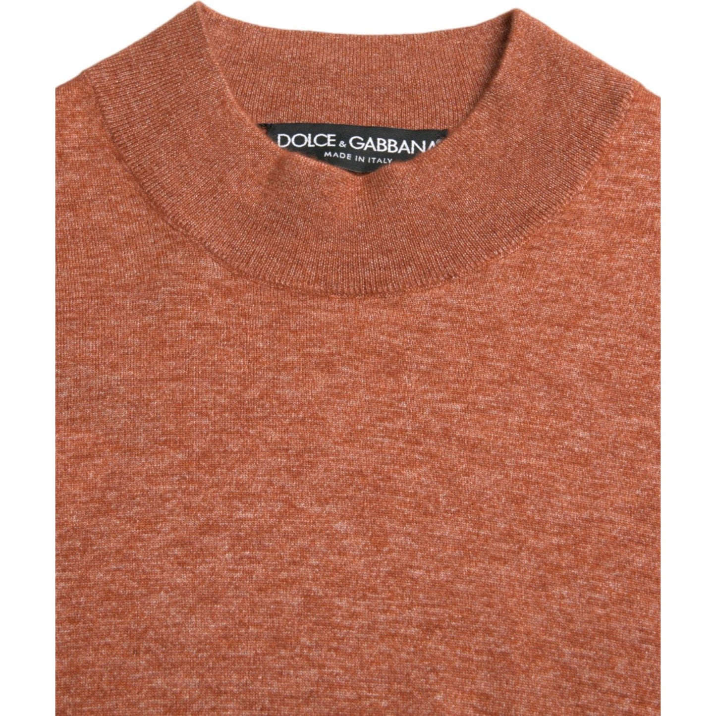 Dolce & Gabbana Silk-Cashmere Orange Crew Neck Sweater Dolce & Gabbana