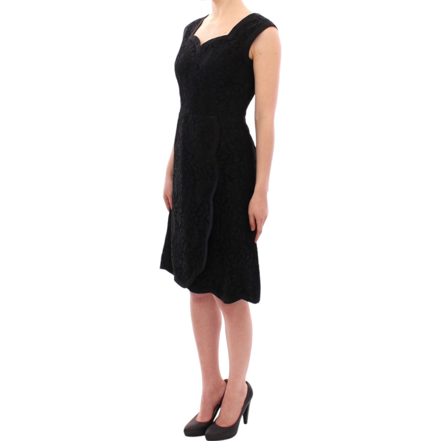 Dolce & Gabbana Black floral lace sicily runway dress
