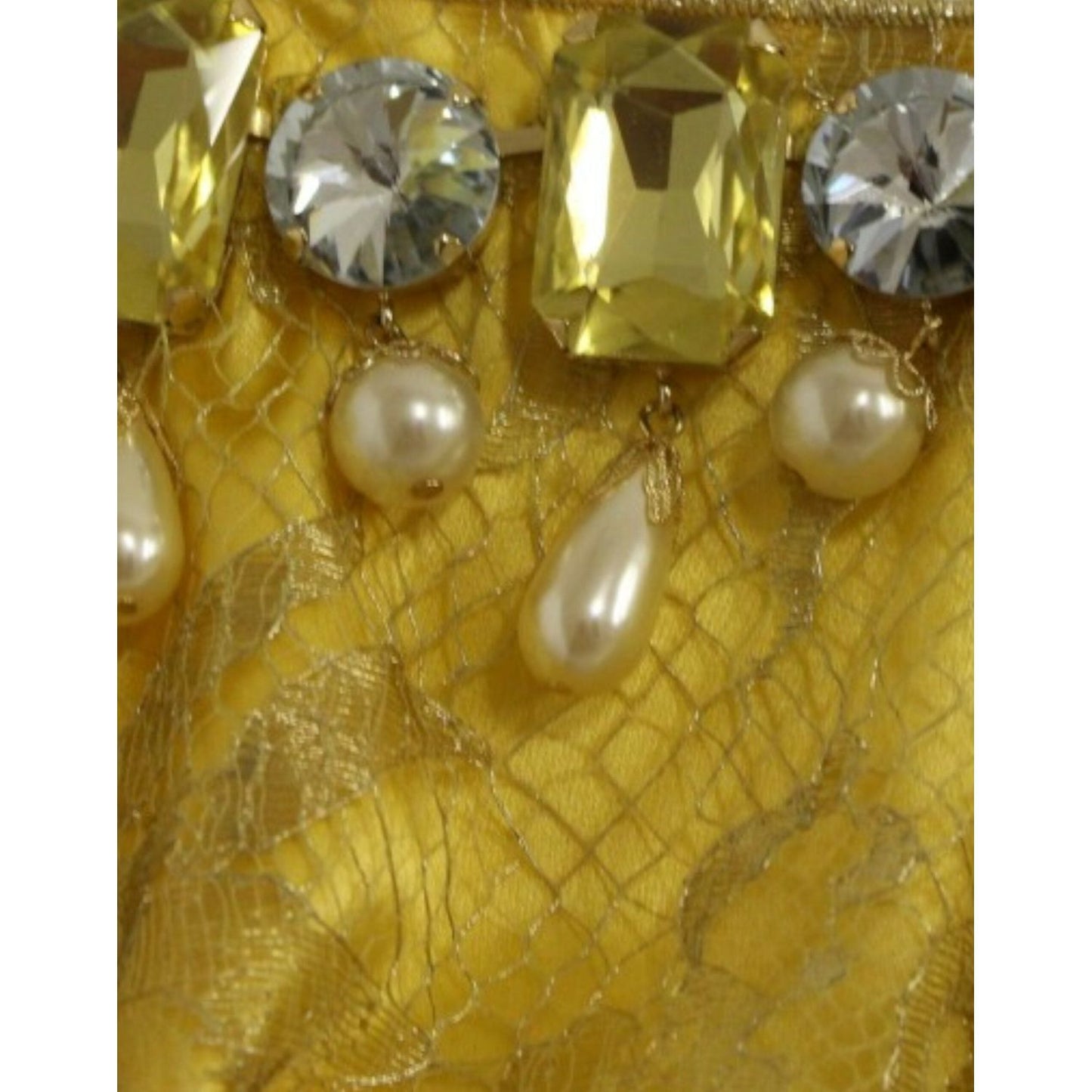 Dolce & Gabbana Yellow lace crystal mini dress