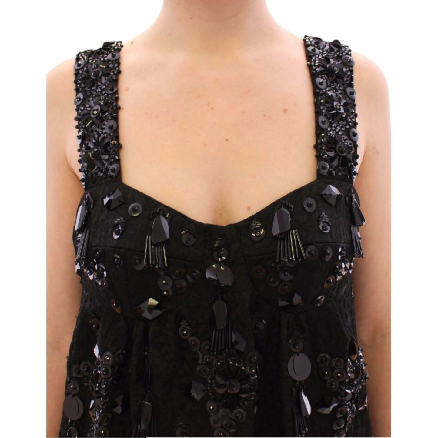 Dolce & Gabbana Elegant Sequined Floral Mini Shift Dress Dolce & Gabbana