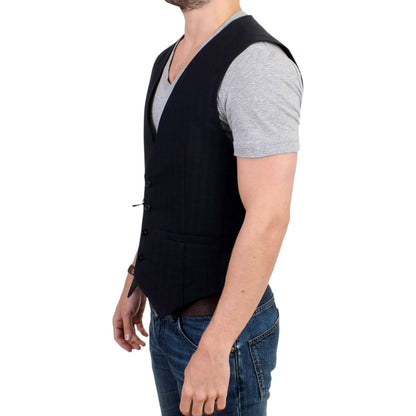 Costume National Black striped cotton casual vest