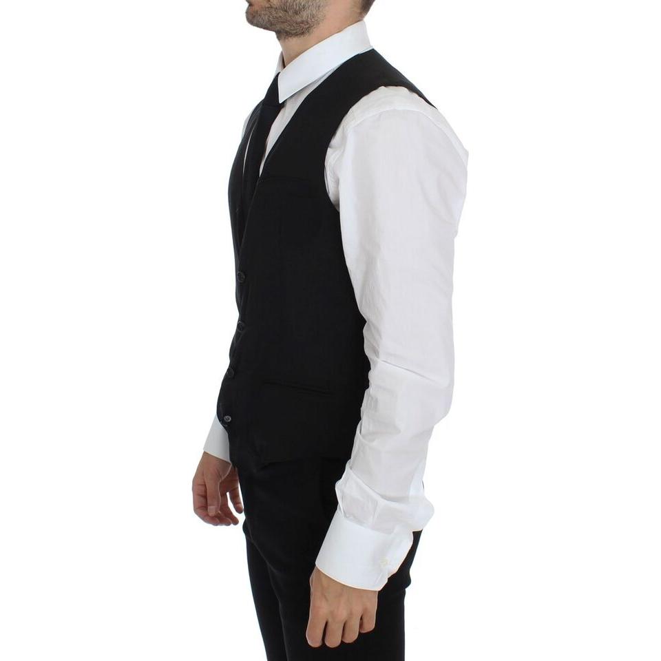 Dolce & Gabbana Elegant Black Wool Dress Vest Dolce & Gabbana