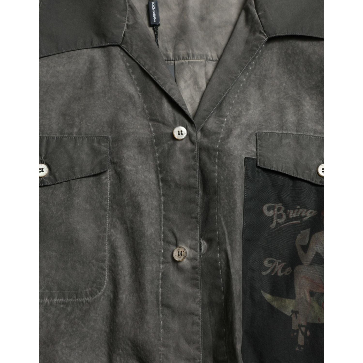 Dolce & Gabbana Dark Gray Cotton Collared Long Sleeves Shirt