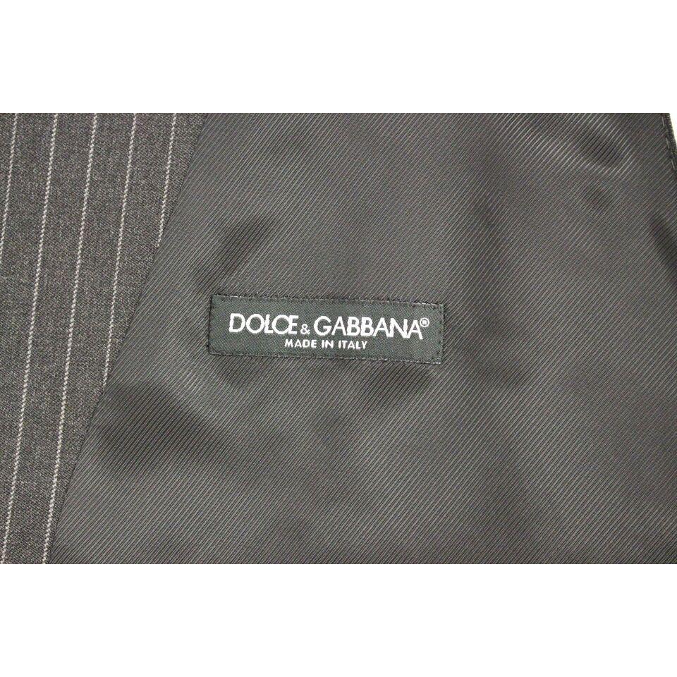 Dolce & Gabbana Elegant Gray Striped Wool Dress Vest Dolce & Gabbana