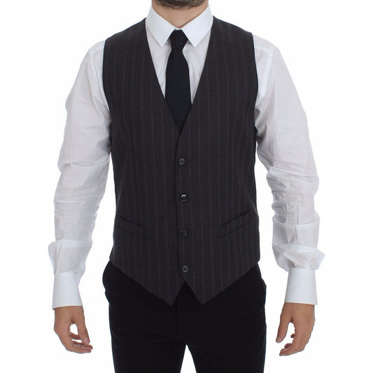 Dolce & Gabbana Elegant Striped Gray Dress Vest Dolce & Gabbana