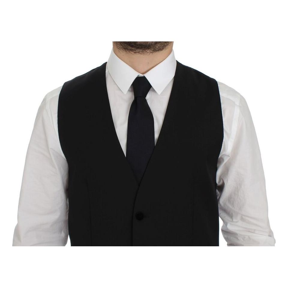 Dolce & Gabbana Elegant Black Wool Formal Dress Vest Dolce & Gabbana