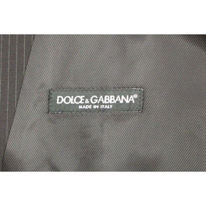 Dolce & Gabbana Black Striped Wool Single Breasted Vest