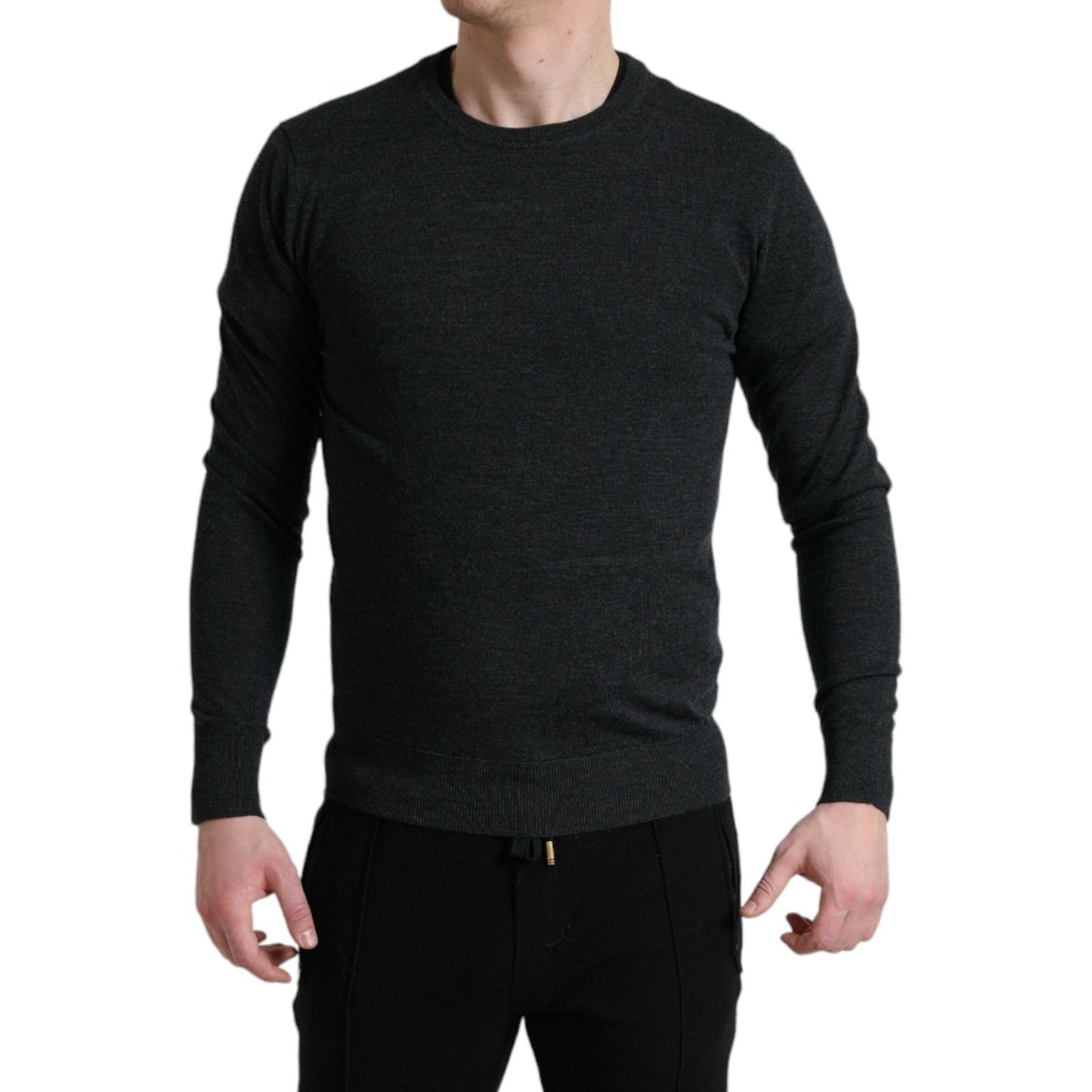 Dolce & Gabbana Gray Wool Round Neck Pullover Sweater