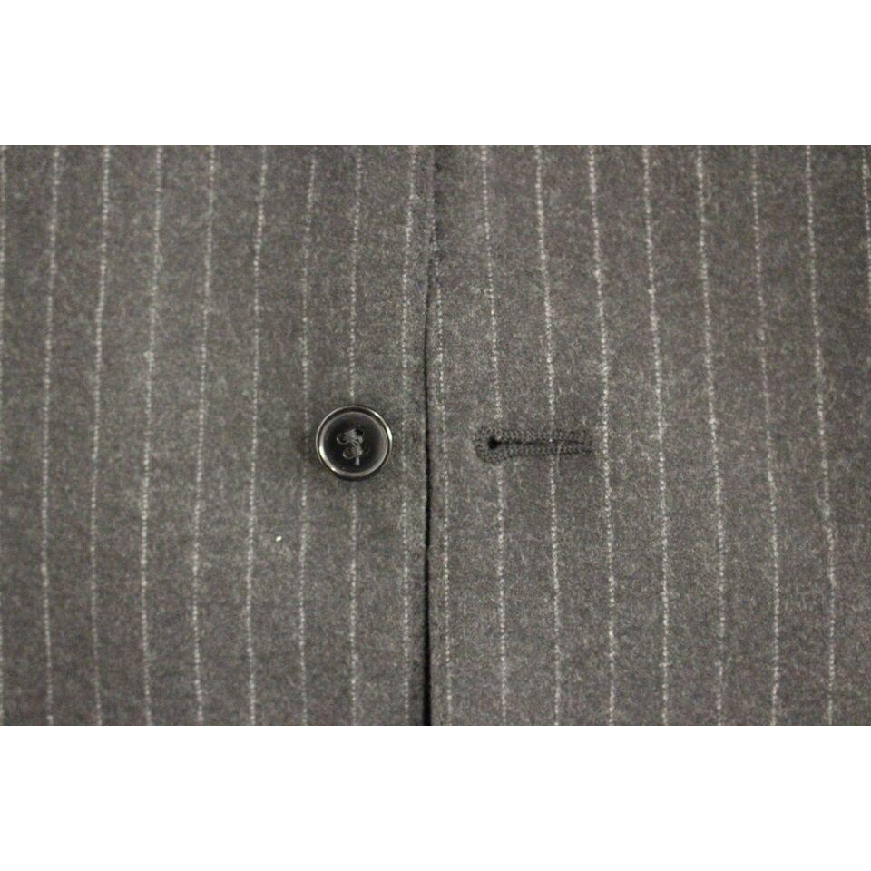 Dolce & Gabbana Gray Striped Wool Logo Vest Gilet Vests