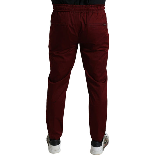 Dolce & Gabbana Maroon Cotton Stretch Jogger Pants Dolce & Gabbana