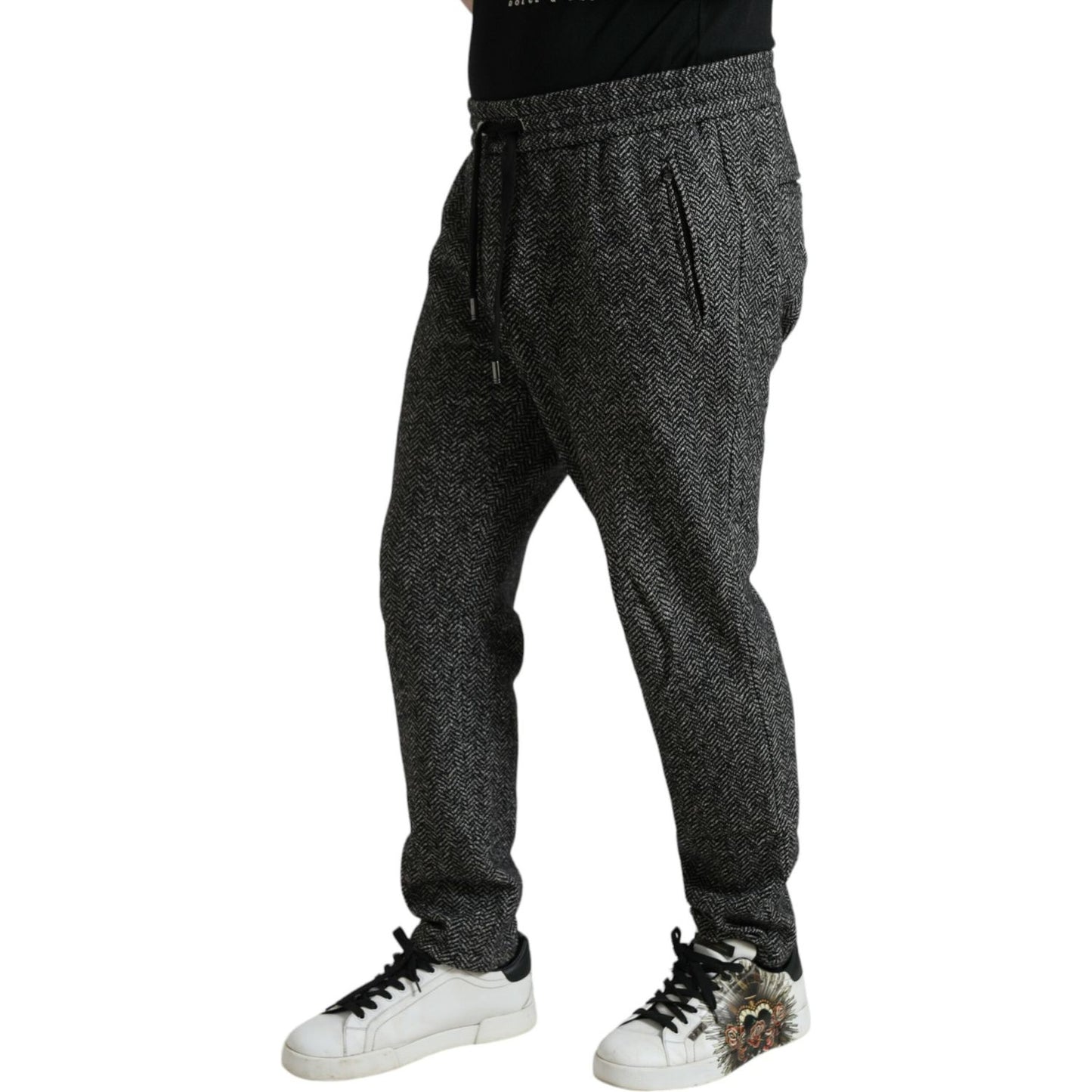 Dolce & Gabbana Elegant Dark Gray Wool Blend Joggers Dolce & Gabbana