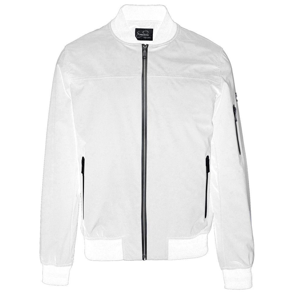 Yes Zee White Nylon Men Bomber Jacket Yes Zee