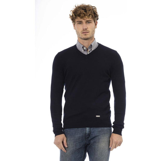 Baldinini Trend Blue Wool Men Sweater Baldinini Trend