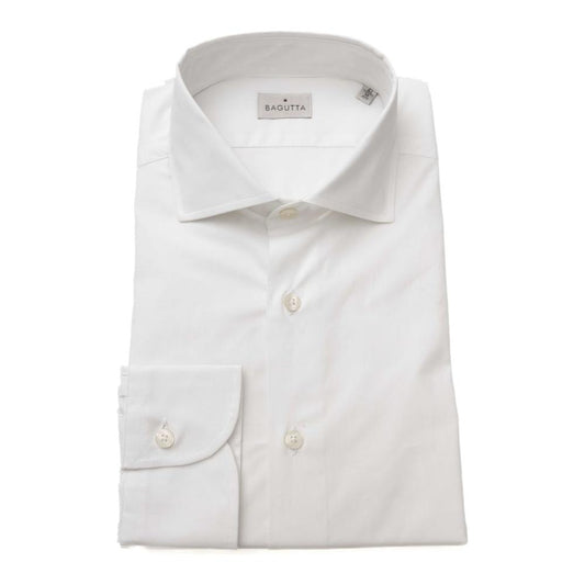 Bagutta White Cotton Men Shirt Slim Fit With French Collar Bagutta