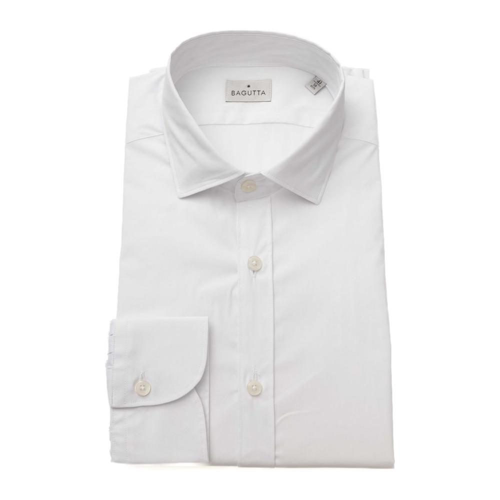 Bagutta White Cotton Men Shirt Slim Fit With French Collar Bagutta