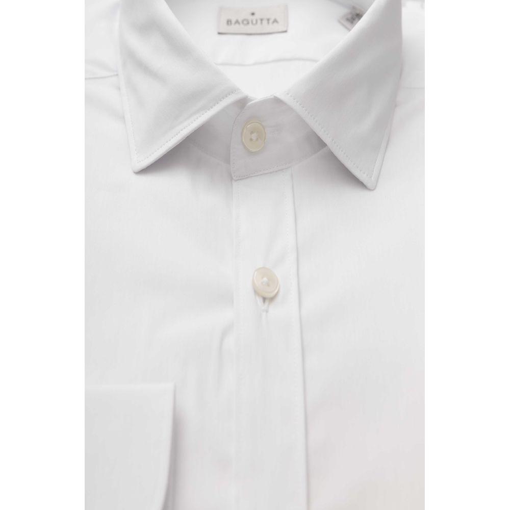 Bagutta White Cotton Men Shirt Slim Fit With French Collar Bagutta