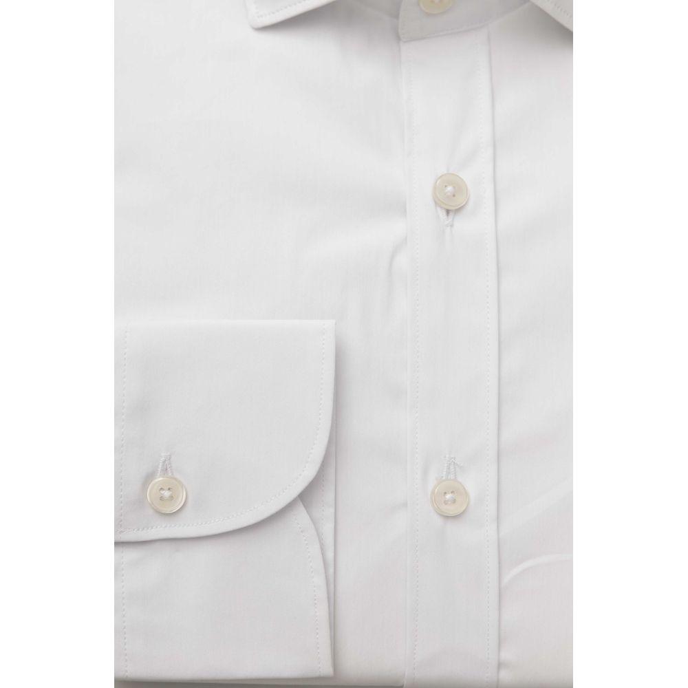 Bagutta White Cotton Men Shirt Slim Fit With French Collar Bagutta