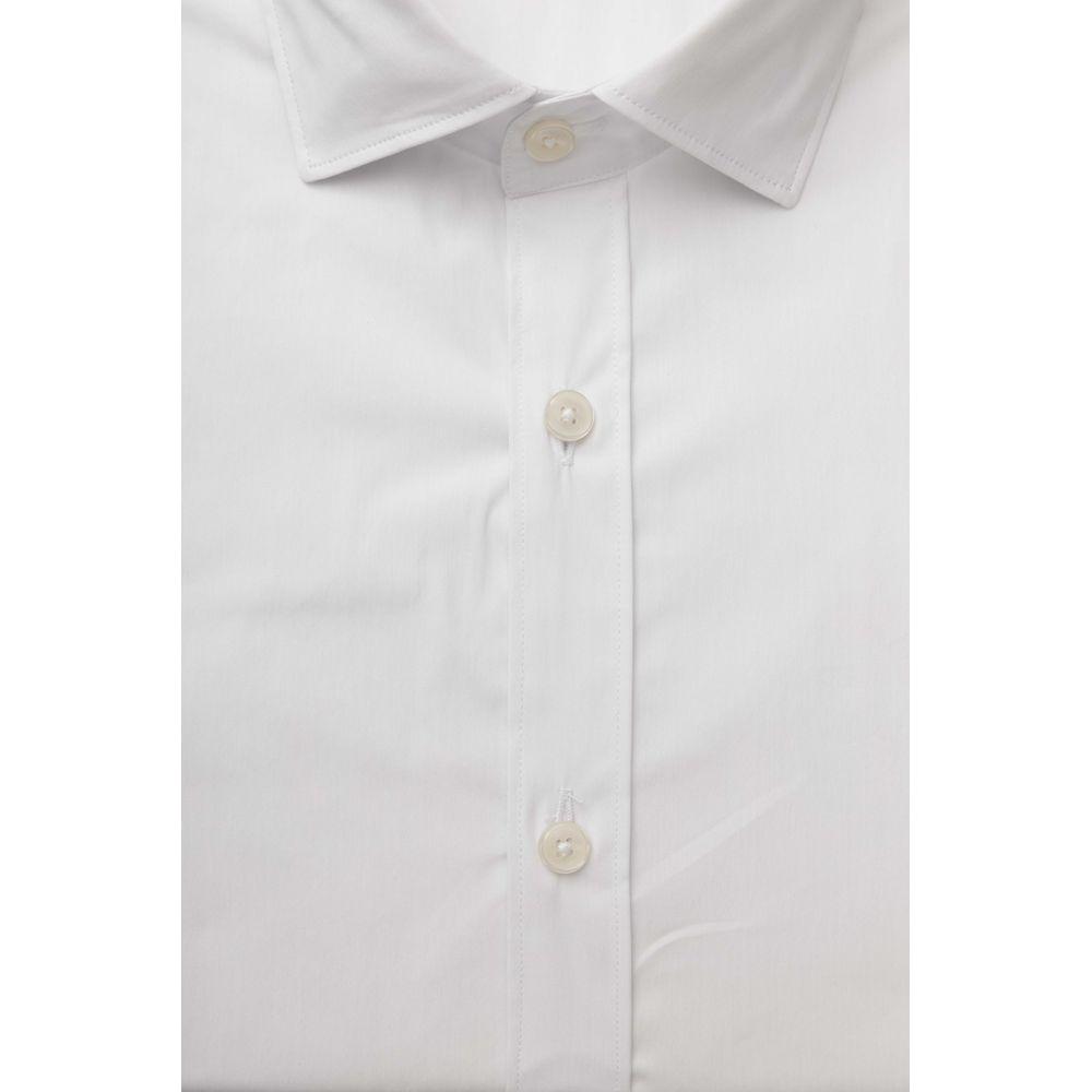 Bagutta White Cotton Men's Shirt Slim Fit With French Collar