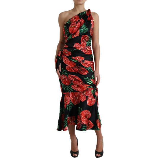 Dolce & Gabbana Tropical Elegance Silk Draped Dress Dolce & Gabbana